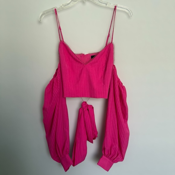 REVOLVE NBD Pink Off Shoulder Crop Top Size M Party Night Out Date Baddie Trendy - Picture 3 of 9